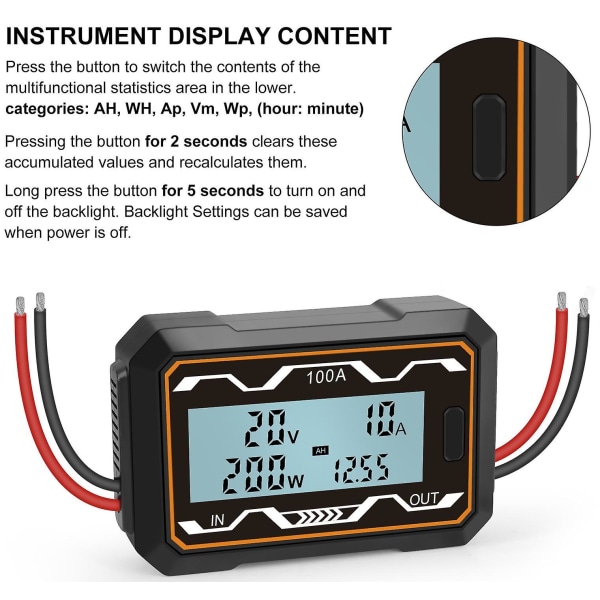 DC 20V 100A Voltmeter Ammeter LED Digital Voltmätare Mätare, DC Strömförsörjningsmätare Voltmeter Ammeter Strömförsörjningsmätare Testare
