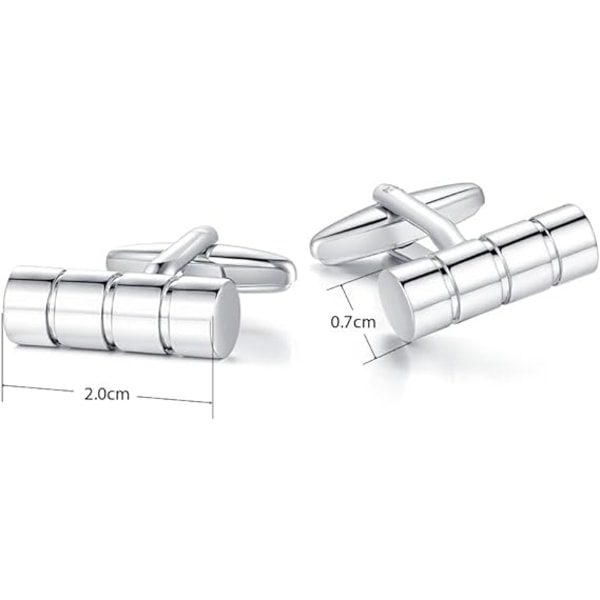 1 par manschettknappar - Cylinder för affärsbröllopsgåva, silver