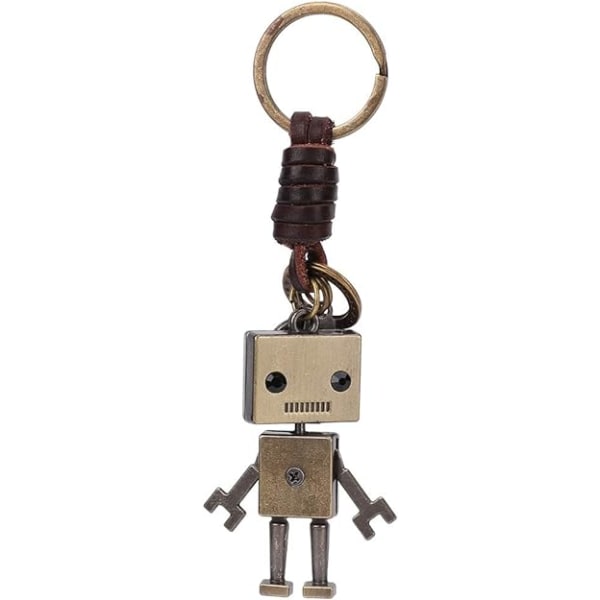 Robothänge nyckelring, vintage brons läder nyckelring flätad L