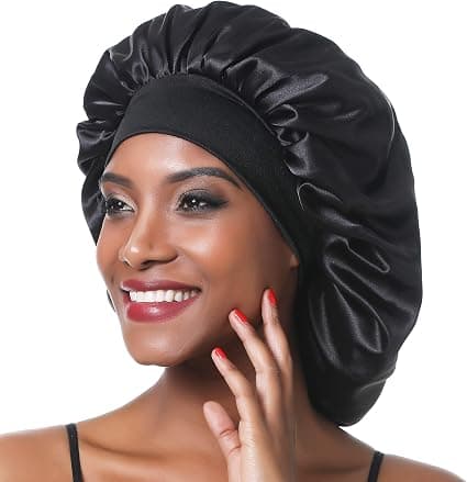 Bred Elastisk Satin Nat Hue til Kvinder Langt Hår Krøllet Hår (