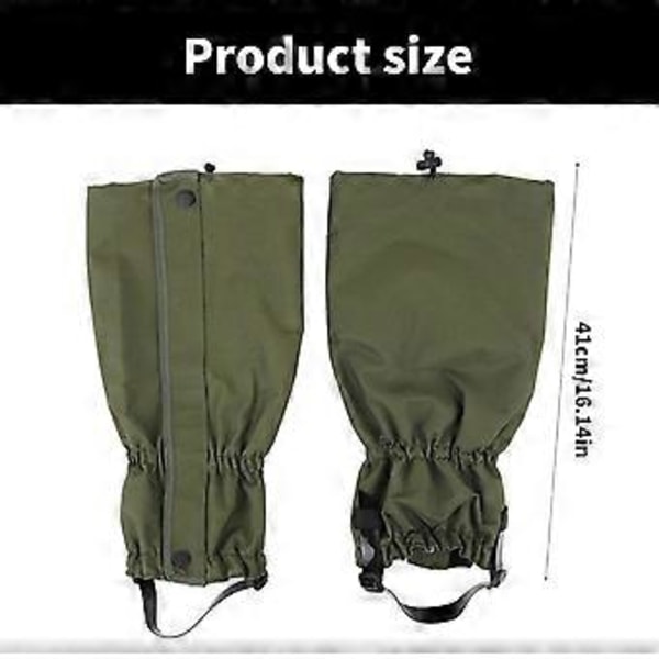 Unisex vedenkestävät säärystimet ulkoiluun, vaellukseen, lumikenkiin, talvimetsästykseen, retkeilyyn, kenkien säärystimet jalkahihnalla, armeijanvihreä Army Green