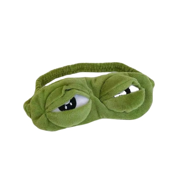 Set med 3 delar Ögonmask Grön tecknad Sad Frog Cover Sovvila Resor Anime Rolig present