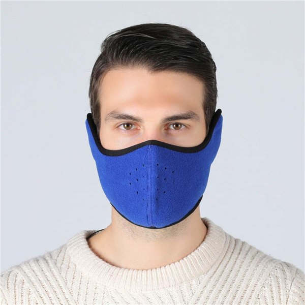 Masque Chaud d'hiver, Masque d'hiver Facial pour à l'épreuve du Vent, Anti-Poussière, Anti-Buée avec Protège-Oreilles Ajustables, Bleu