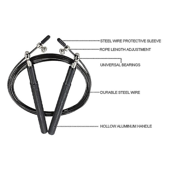 3m Aluminium Skid Speed Skipping Rope Justerbar Stålkabel Fitness Treningsutstyr Fitness Gym Crossfit Speed Jump Rope