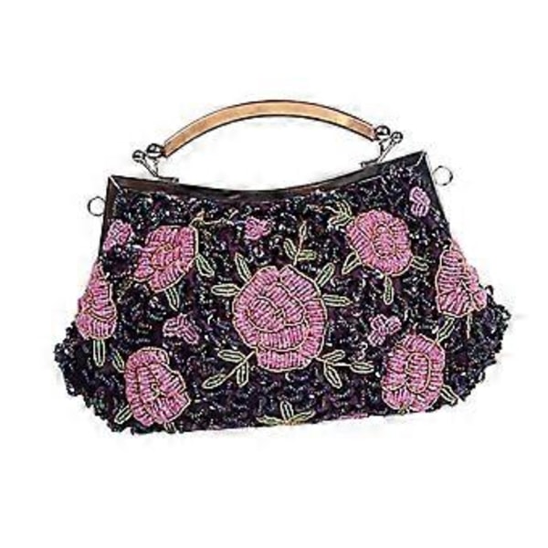 Kvällskoppling Väska för Kvinnor Formell Blommig Pärlbroderad för Evenemang Fest Violett Rosa Violet Pink