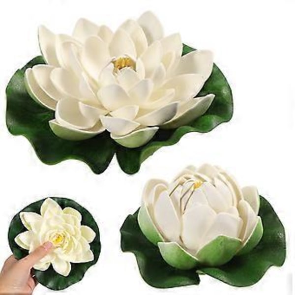 WINOMO 6 st Konstgjorda Dammväxter Lotus Simulering Flytande Blomma Damm Fisk Tank Dekor Ornament Vit