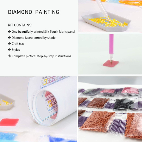5D Diamantmålningssats för vuxna Digital Diamantkonst Målning Glasöverkåpa Blom Diamantmålningssats Korsstygnsmålningssats Korsstygnskonsttillbehör 11,8 × 15,7 tum