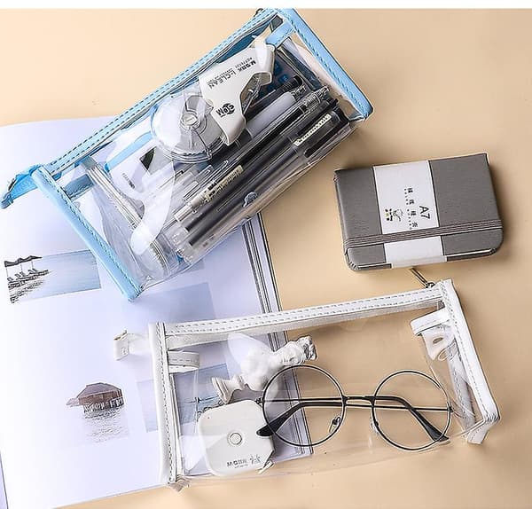 Genomskinlig pennfodral, stor transparent plastpenna pennfodral