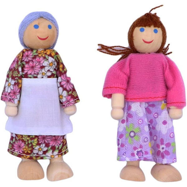 Nukkekoti 7 kappaletta nukkekoti nukkeja, puinen nukke lelu perheenukkeja