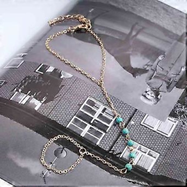 Turkis Armbånd Guld Finger Armbånd Vintage Ring Armbånd Ring Kæde Håndleds Armbånd Hånd Kæde Smykker til Kvinder og Piger