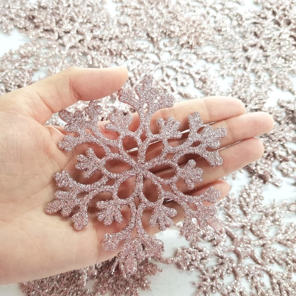 36 stk. Jule Rose Gold Snowflake Ornamenter Plastik Glitter Sno