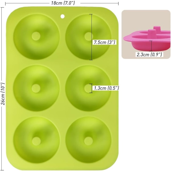 4 pakkausta 6 ontelon tarttumatonta silikonidonuttimuotti donitseja, bageleita varten