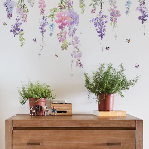 Kasvit Kukat Viiniköynnökset Perhoset Koristeellinen seinätarra Luova