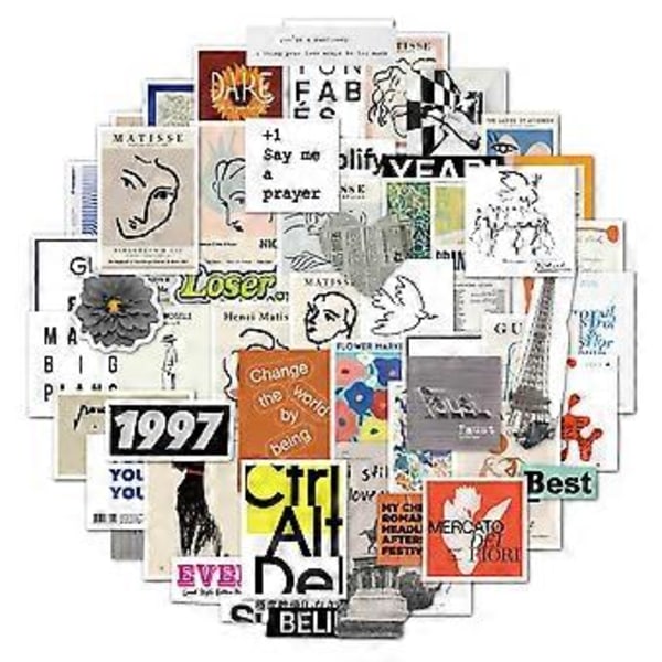 55 st Pop Art Stickers, Vattentät Vinyl
