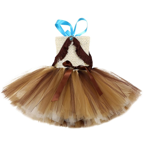 Princess Tutu Moana Pocahontas Kjole Blomsterpige Kjole Tulle Kjoler Cosplay Kostume（XXL(9-10Y) Beige）