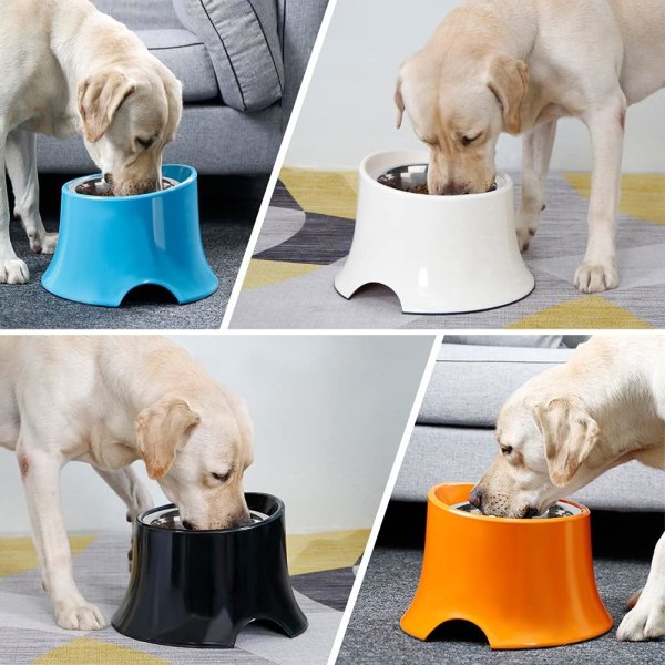 Förhöjd hundskål för mat och vatten, spillsäkra kanter och tung