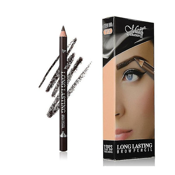 12 st/förpackning Ögonbrynspennor Eyeliner, Matt Vattentät Ögonbrynspenna Långvarig Eyeliner Ögonsmink (Mörkbrun)