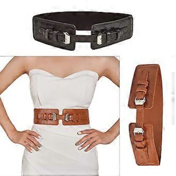 Elegant dobbeltspænde taljetræner kvinder cinch bælte kropsformer Girdle Trimmer Extender Streetwear taljedekorationer sort