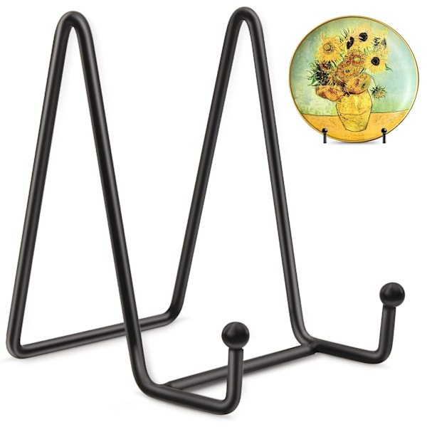 Display Stander Plade, Jern Staffeli Plade Rammeholdere, Sort Guld Metalfad Stander Fad（Hvid）