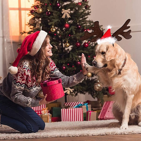 Jul husdjur ren kostym hornhatt keps justerbar jul jul huvudbonad för katt valp liten hund