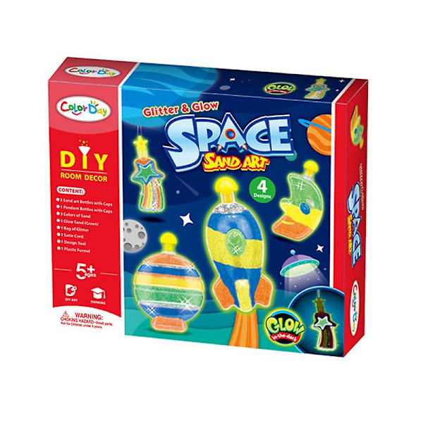 Skapa din egen sandkonst DIY-kit Innehåller 4 sandflaskor &amp;  hänge med ljusa sandfärger, designverktyg &amp; mer. Flerfärgad（B）