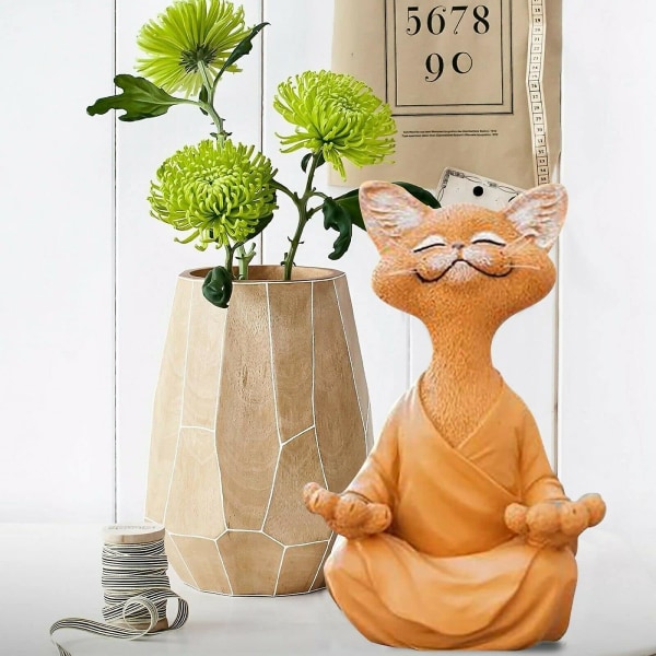 Cat Figurine, Meditation Yoga Happy Cat, Zen Cat Relaxed Pose Sculpture For Home Outdoor Lawn Decoration（Black）