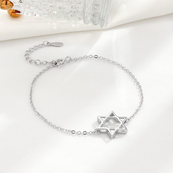 Armband i sterlingsilver med sexuddig stjärna, s925, nischsmycken