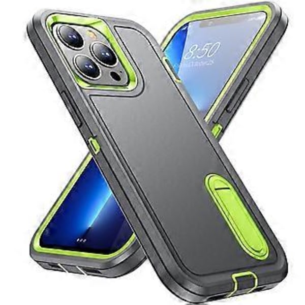 Til Apple iPhone 13 Pro, faldsikker beskyttelsesetui, Pendlerserie, Grå/Grøn