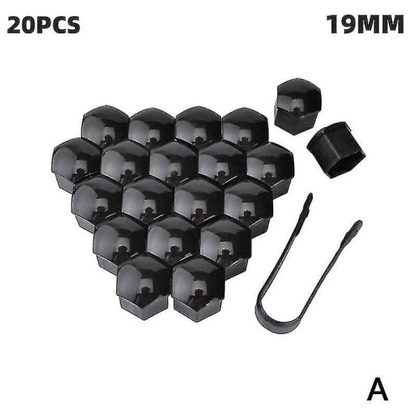 20 stk./parti 17mm/19/21mm Bilhjulsmøtrik Dæksler Abs Auto Trim Dæk Hjulmøtrik Dæksel Skrue Bolt Beskyttelsesdæksler Skruebeskytter Sort 17mm Aespa