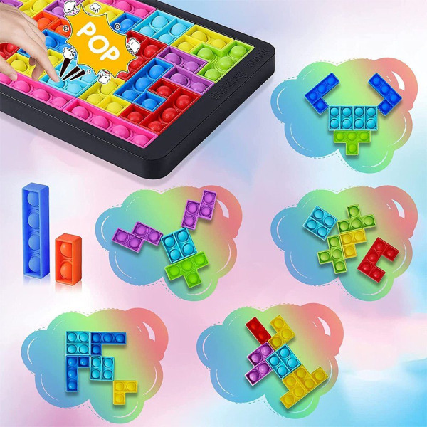 Lærende Fidget Legetøj til Piger Drenge Tetris Silikone Puslespil Brætspil