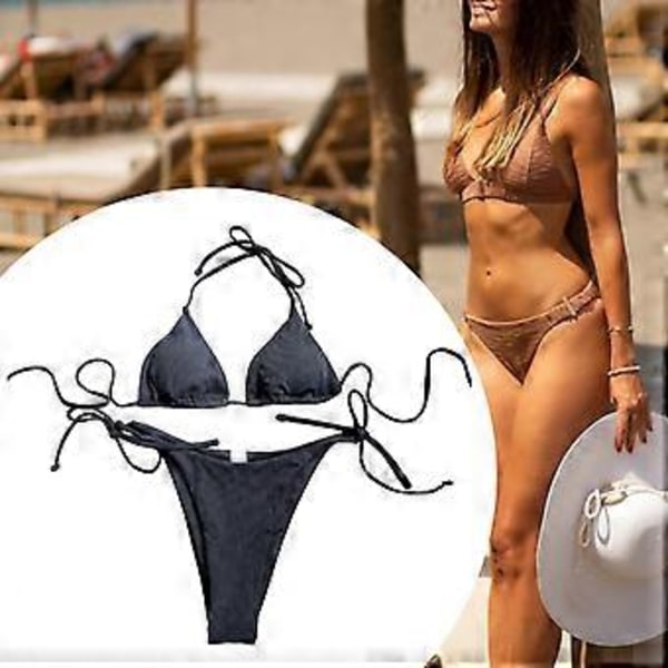 Dame Bikini Sæt Badedragt til Klub Vandaktiviteter Ferie Spa (Sort M) Black M