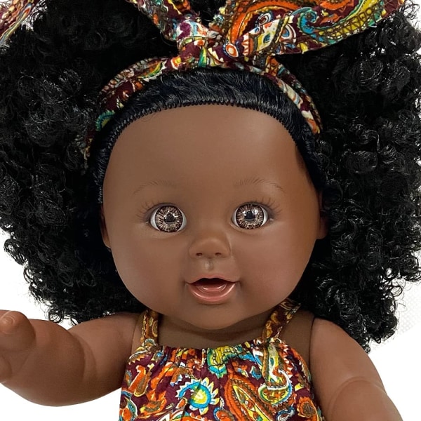 Svart Docka 30 cm Baby Flicka Docka Afrikansk Docka för Barn Mode Lekdocka - Bästa Presenten för Barn Flickor