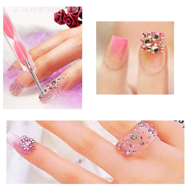 Neglekunst Rhinestones, 3D Smykker Dekaler Dekorationer Ædelstene Til Negle Prikker Rhinestone 12 Gitter Bokset