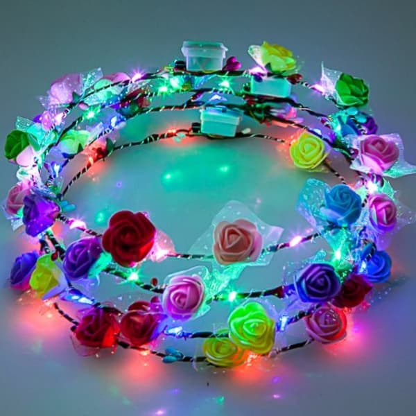 Hårband med LED-blomsterkrans 9 st