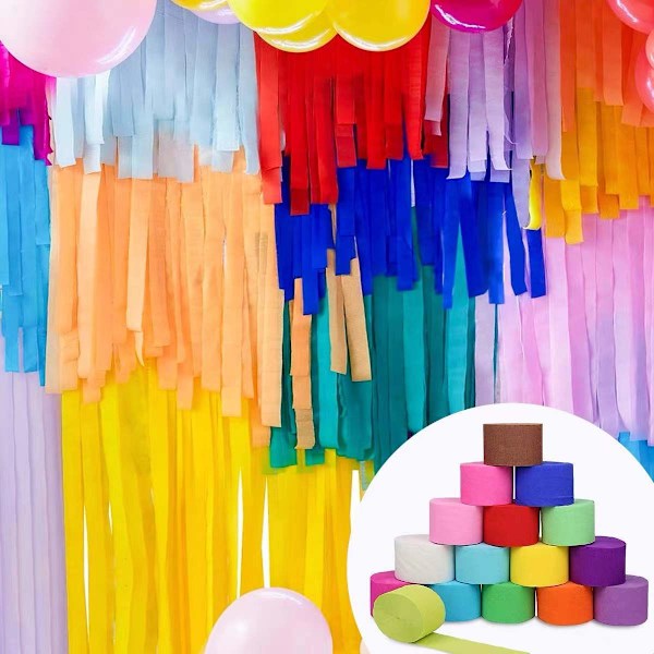 6 ruller DIY Kreppapir Streamers Bryllup Dekorative Streamers Ruller Festival Dekorationer