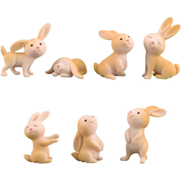 7 stk. søde miniature kanin figur dyr kanin figurer legetøj