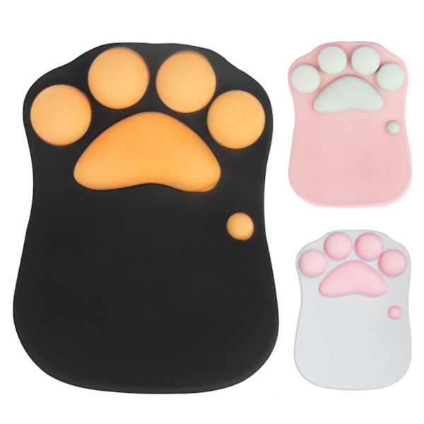 Musmatta för katt med handledsstöd, bärbar ergonomisk halkfri spelmusmatta tecknad söta katter mjuk silikon（C）