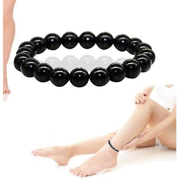 Antisvällande Svart Obsidian Slimminganklet Yoga Energy Prayer Beads String Beads