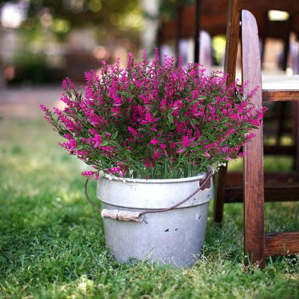 Pakke med kunstige lavendelblomster, udendørs UV-bestandige buske