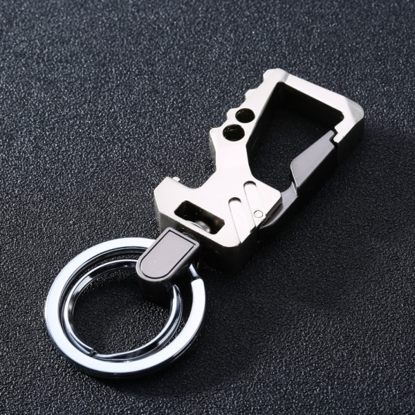 2pcs Men Car Keychain Carabiner Key Ring Bottle Opener Metal Keychain Bottle Opener Black and Silver