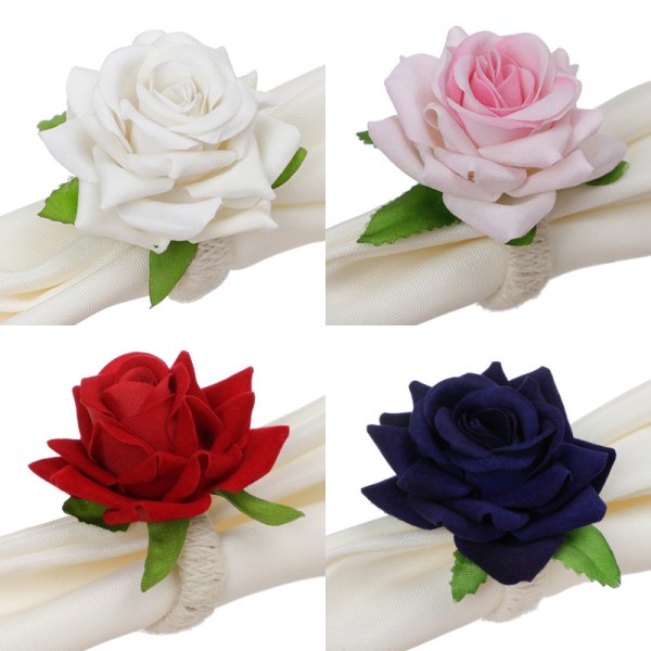 6 stk. (Pink)Rose Servietring Blomster Servietring Bryllupsserviet