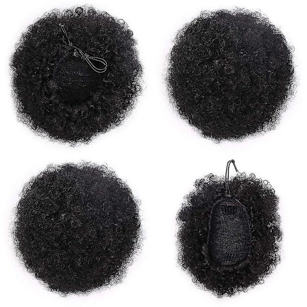 Afro Puff -poninhäntä, jossa kiristysnauha, synteettinen lyhyt afrokihara, kihara afroletti, hiuslisäkkeet, nuttura, hiustenpidennykset
