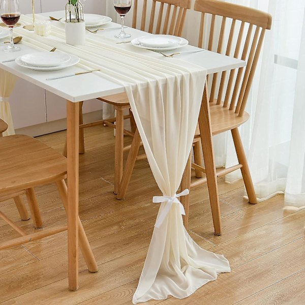 Bordløper Chiffon, Vaskbar, Borddekorasjon, Bryllup, 70 X 300 Cm