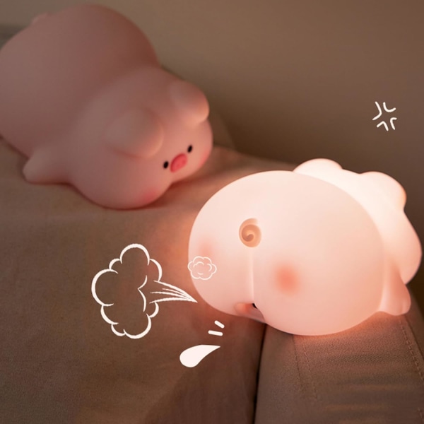 Pig Night Light, 3 nivåer dimbar uppladdningsbar sänglampa