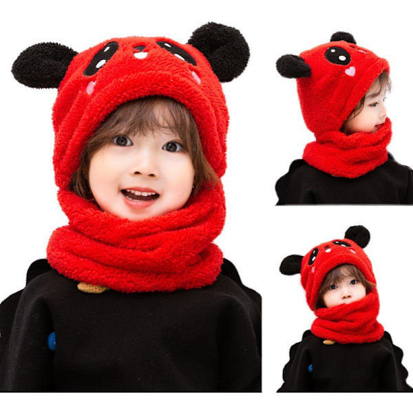 Bonnet Enfant Garcon et Fille Mignon Bonnet d'hiver à Oreilles d'ours Unisexe (Rouge) Red