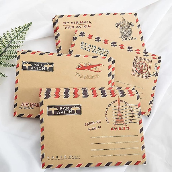 100 st Vintage Mönster Airmail Brev Kuvert Väska Hållare Kuvert Presentset