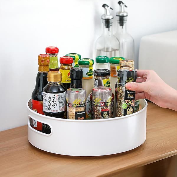 Turntable Cupboard Organizer Spice Rack For Kitchen Storage And Organization（XL sølvgrå）