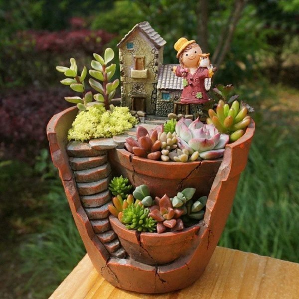 Shirley Creative Sukkulente Plantekrukker Kreative Resin Plantekrukker S