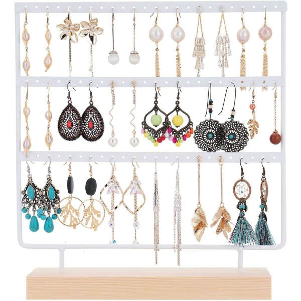 Smyckesställ, örhängehållare, örhängeställ, örhängeskåp, smyckeshållare, smyckeförvaring med massiv metall (vit)