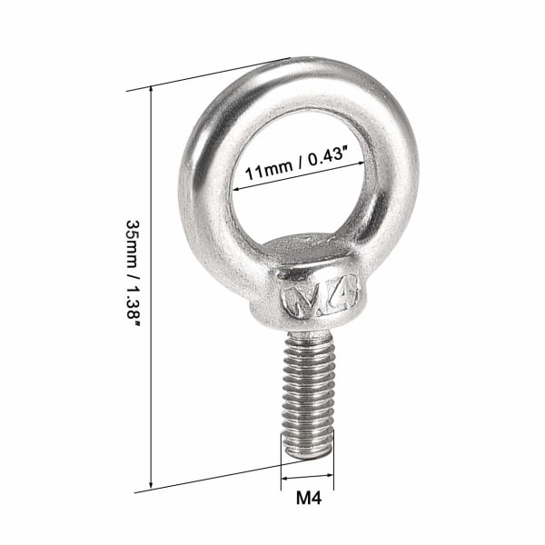 10 stk M4*10 Øyebolter 304 Rustfritt Stål Løftering Ring Sha